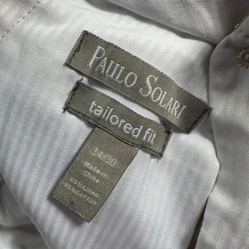Men's PAULO SOLARI Beige Tailored Fit Trousers Waist 34